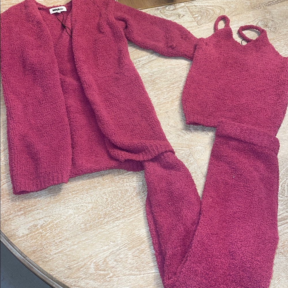 3 piece girls matching set 7 fuzzy cozy pink